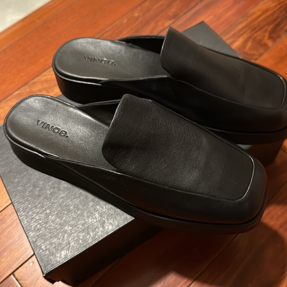 Vince Shoes - NEW Vince Raquel Black Leather Square Toe Mule Sz 7.5 Women